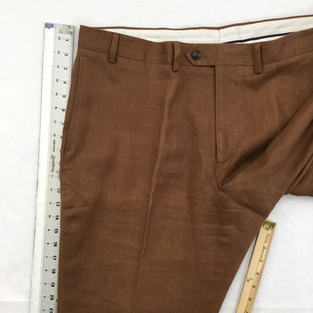 Paul Fredrick Mens 100% Linen Flat Front Dress Pants Size 40 Business Casual